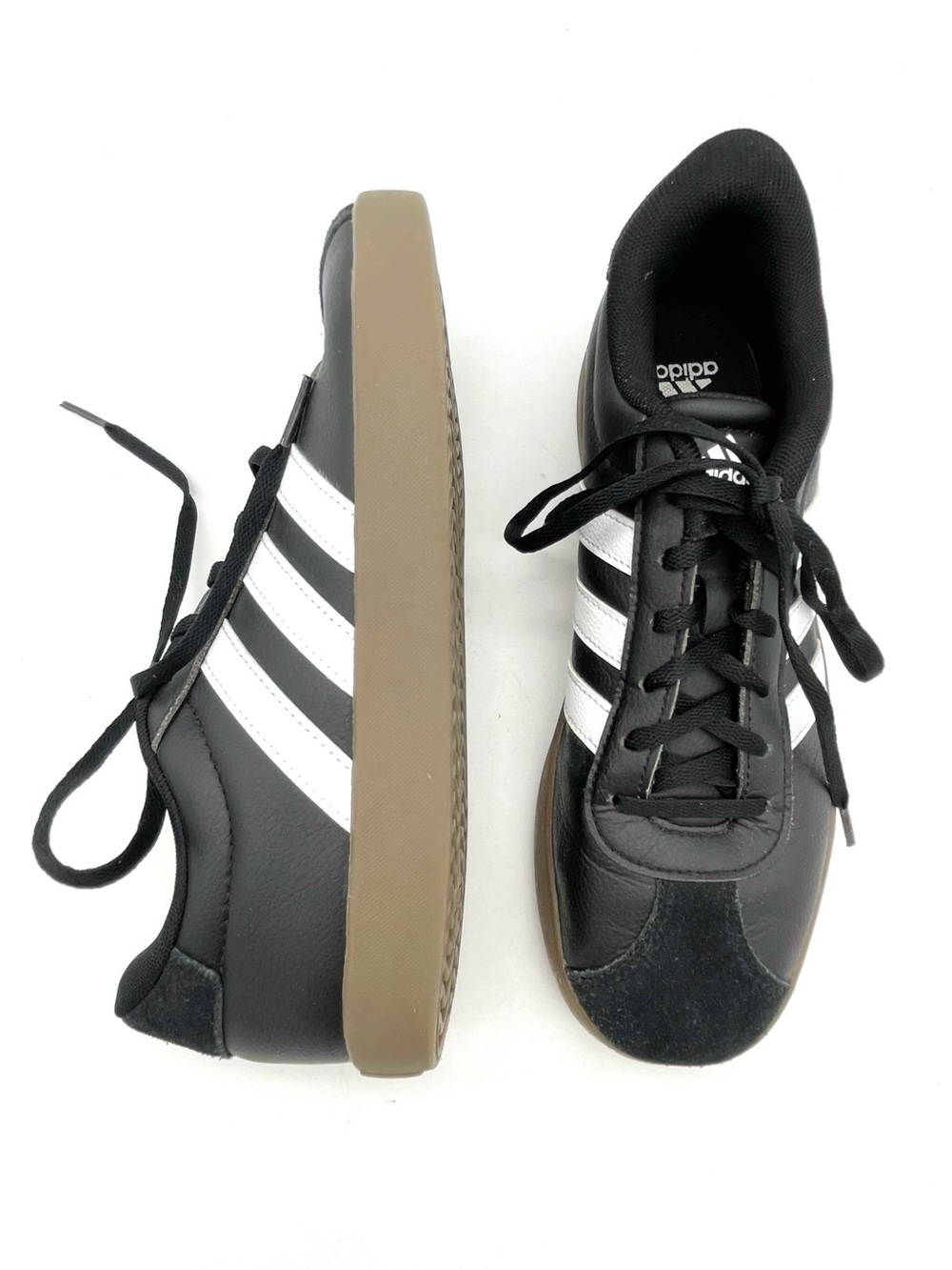 Adidas VL Court 3.0 Big Kids Youth Size 6 Black White Gum Sneakers Shoes - Picture 7 of 16